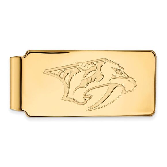SS 14k Yellow Gold Plated NHL Nashville Predators Money Clip - Picture 1 of 3